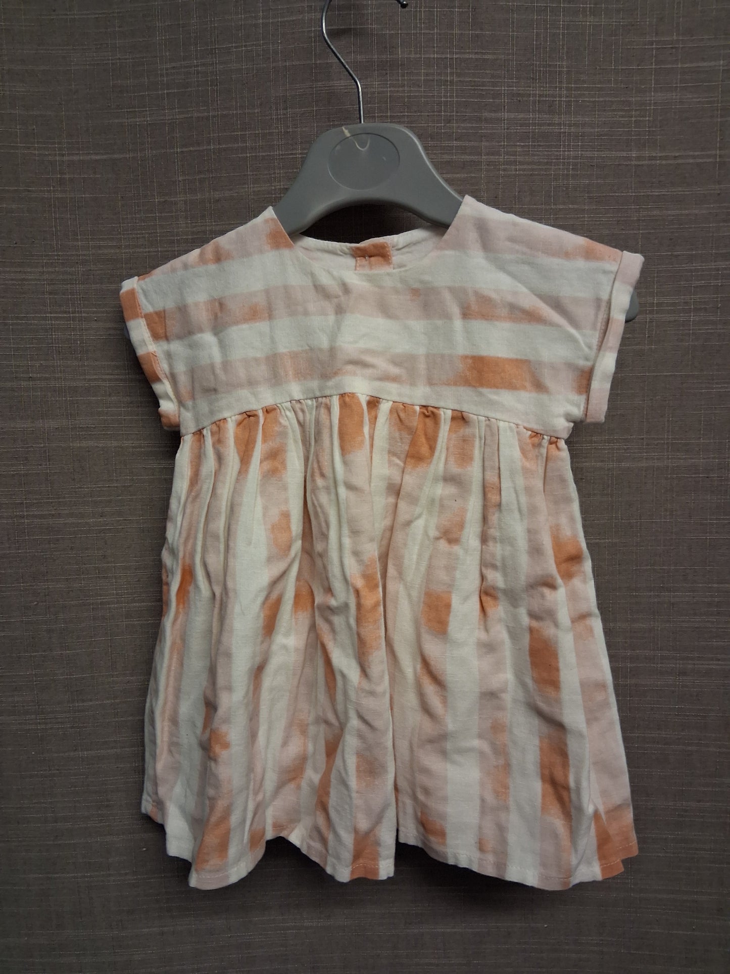 George Girls Cap Sleeve Dress Orange Stripe Age 3-6 Months