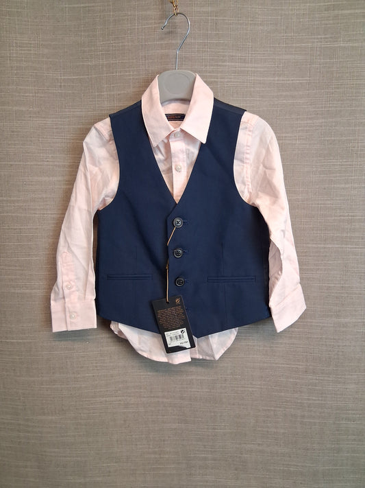 Next Boys 2 Piece Set Waistcoat and Pink Shirt Age 3 Years New