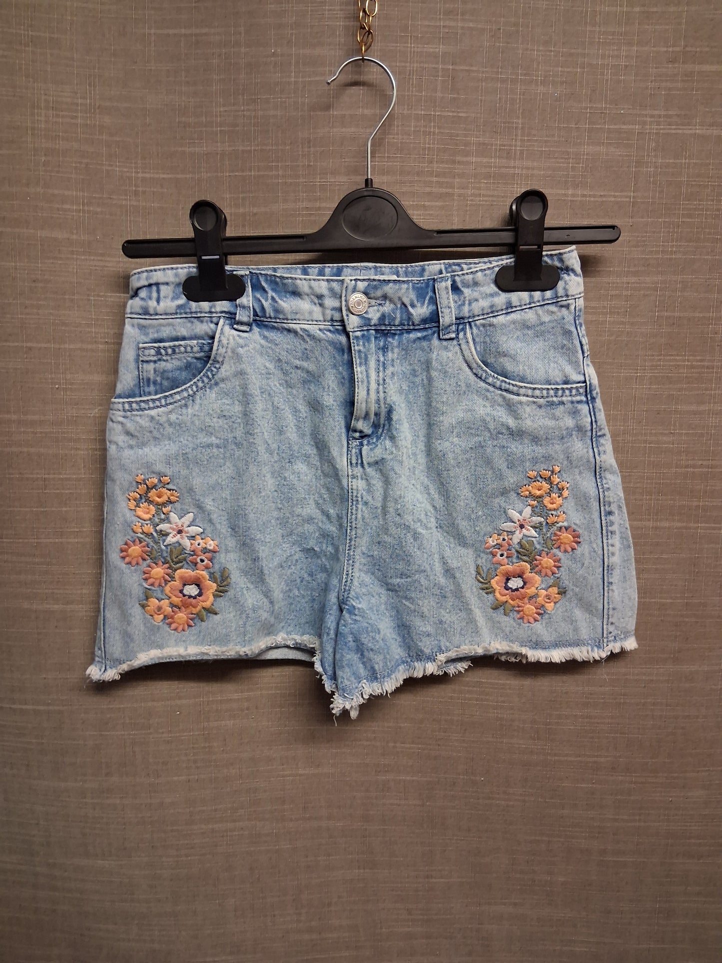 TU Girls Denim Shorts Embroidered Floral Detail Age 12 Years