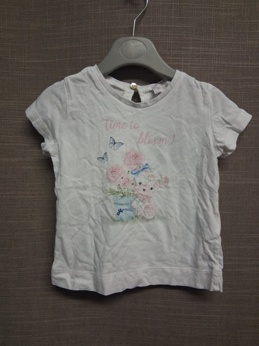 Monnalisa Girls White Short Sleeve T-Shirt Designer Traditional Age 18 Months