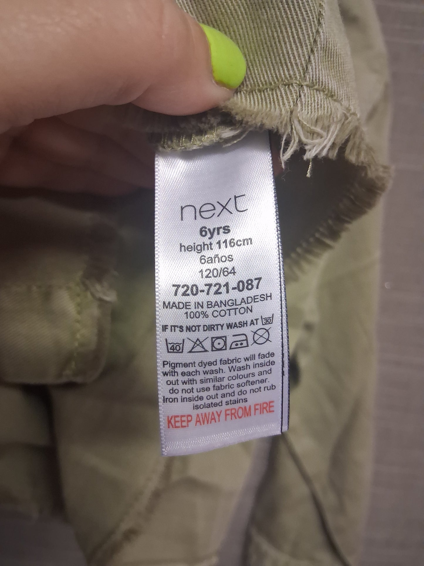 Next Girls Khaki Green Denim Jacket Lightweight Age 6 Years