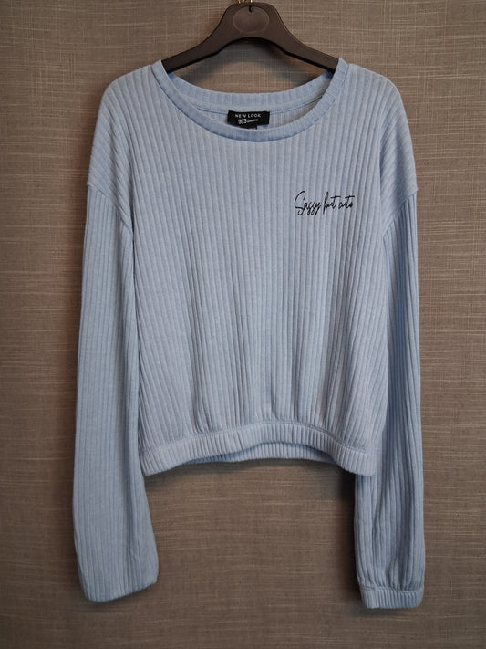 New Look Girls Blue Ribbed Long Sleeve T-Shirt Age 14-15 Years