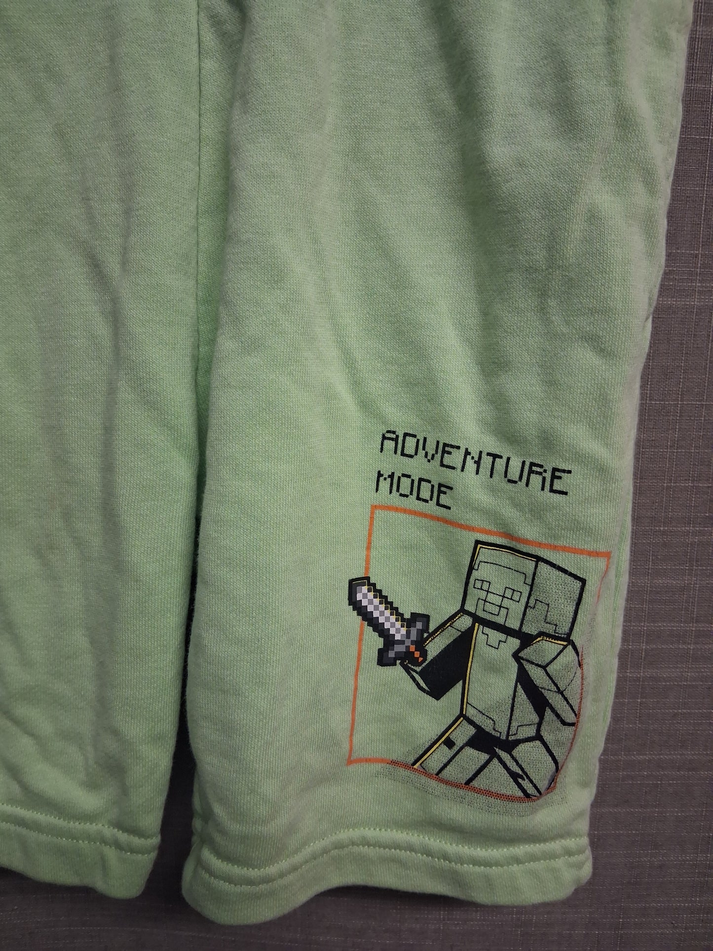 Marks and Spencer Shorts Minecraft Theme Lime Green Jersey Age 6-7 Years