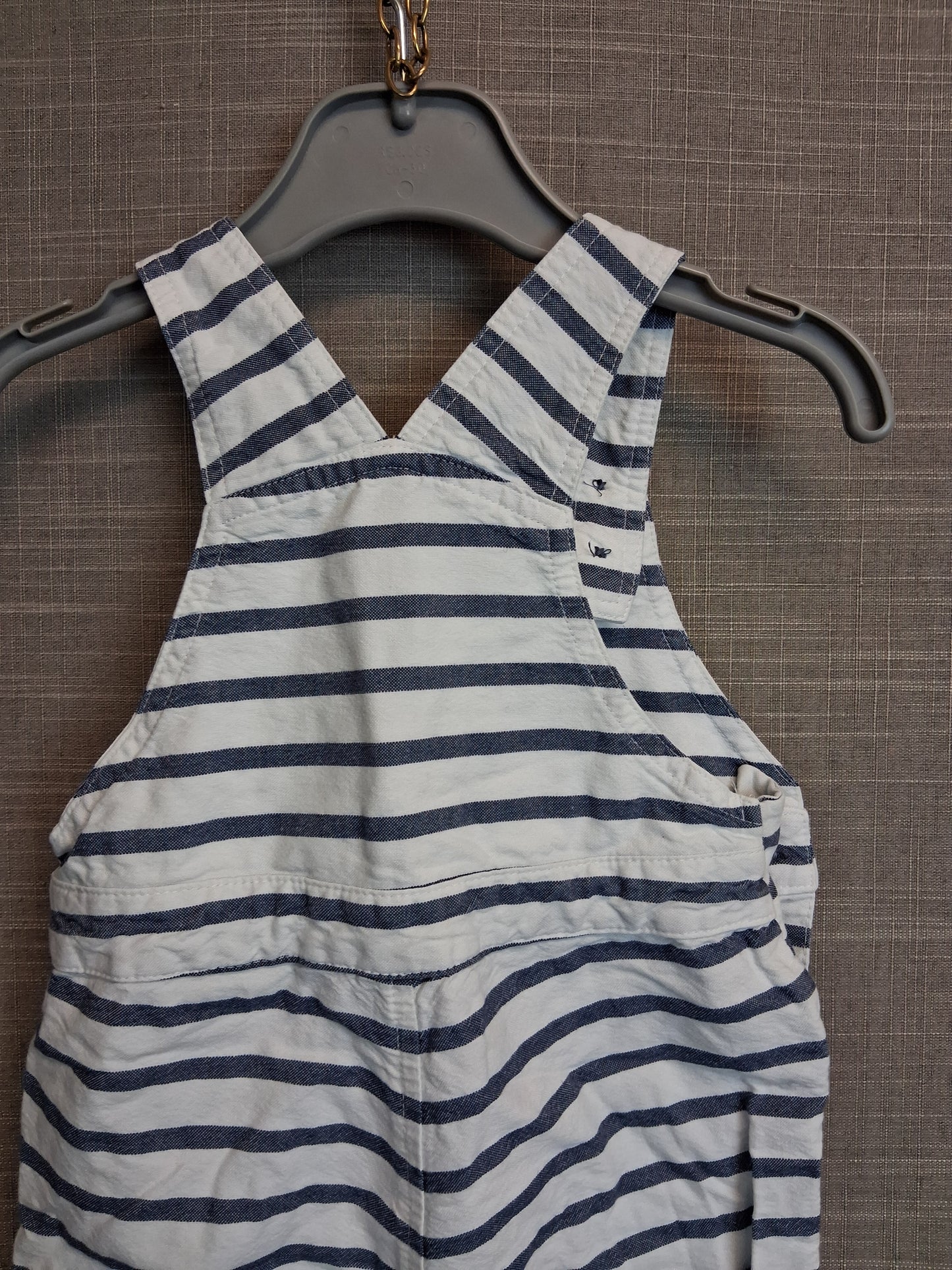 Next Boys Blue White Stripe Short Dungarees Age 12-18 Months