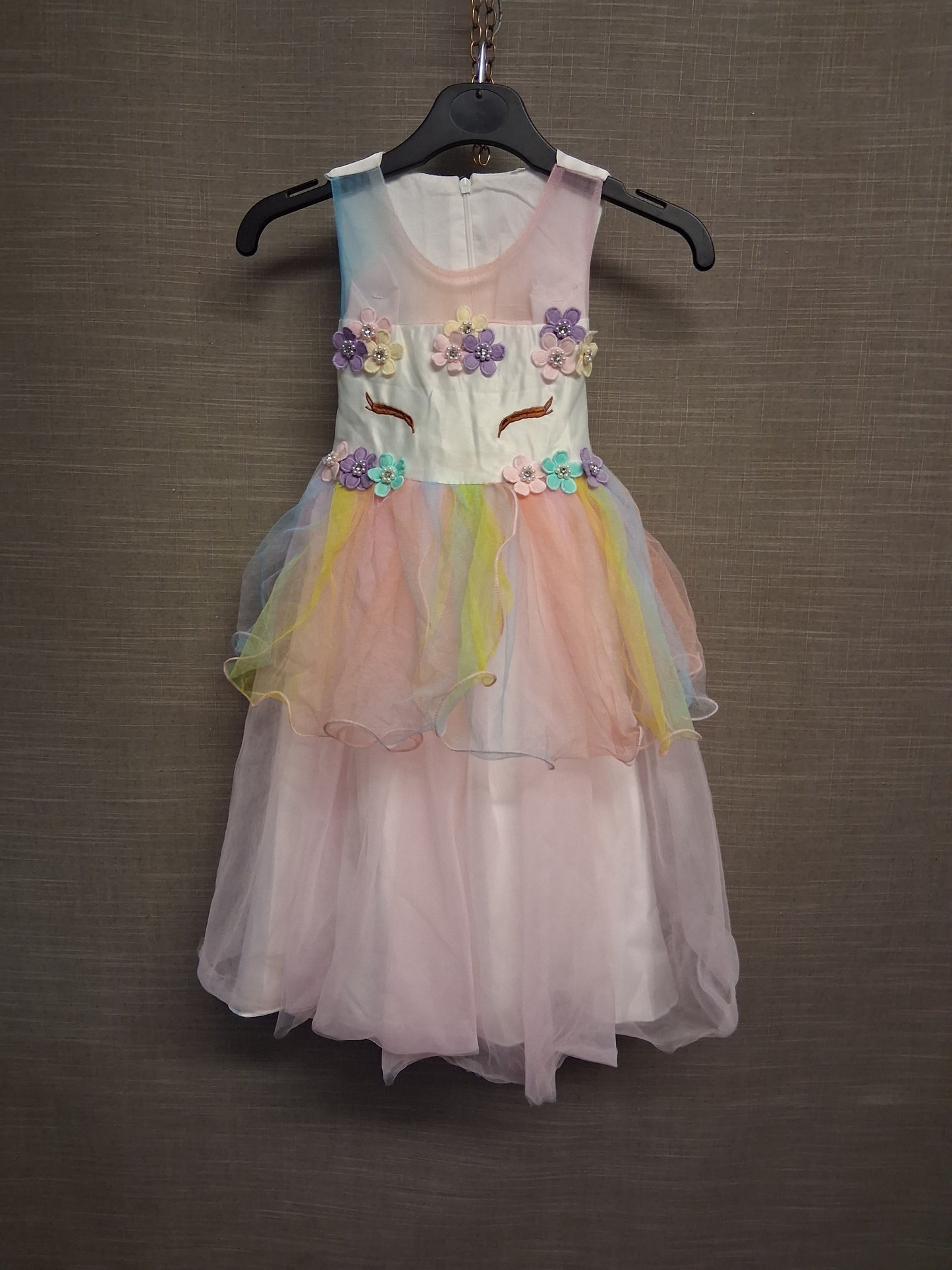 Shein Girls Rainbow Unicorn Theme Party Dress Age 6-7 Years