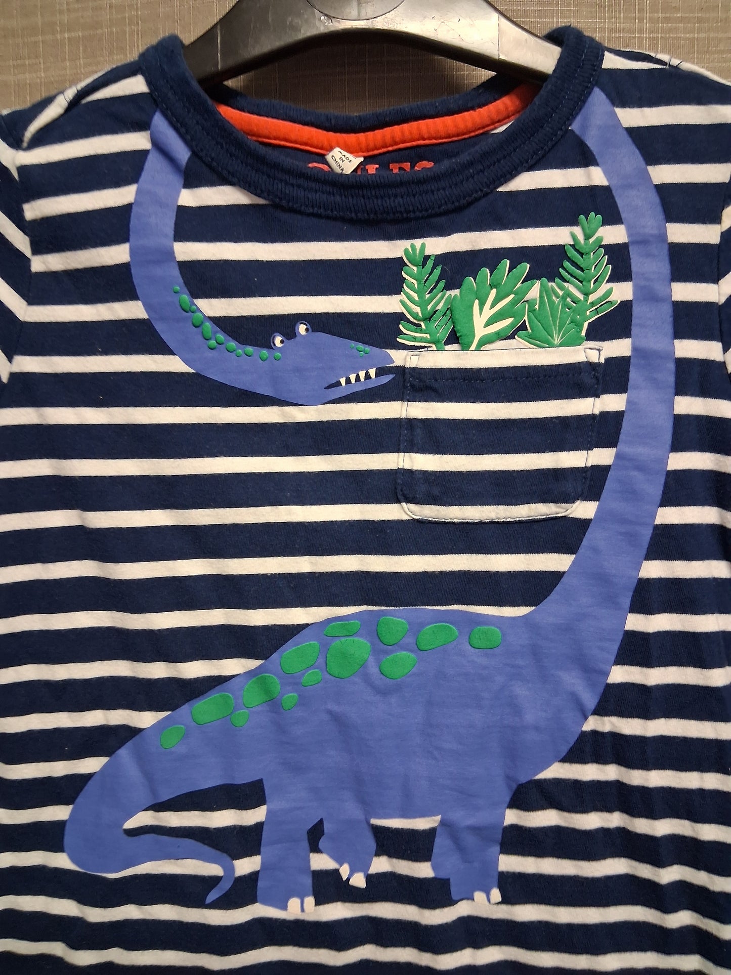 Joules Boys Striped Blue White Long Sleeve T-Shirt Dinosaur Theme Age 6 Years
