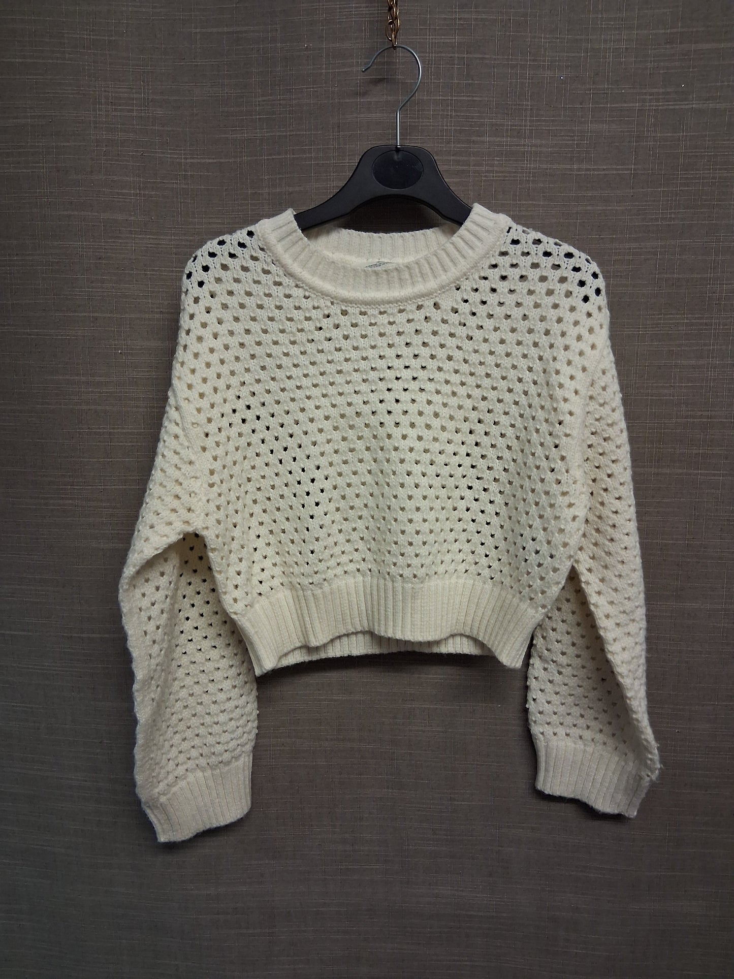 H&M Girls Cream Crochet Cropped Sweater Jumper Age 8-10 years