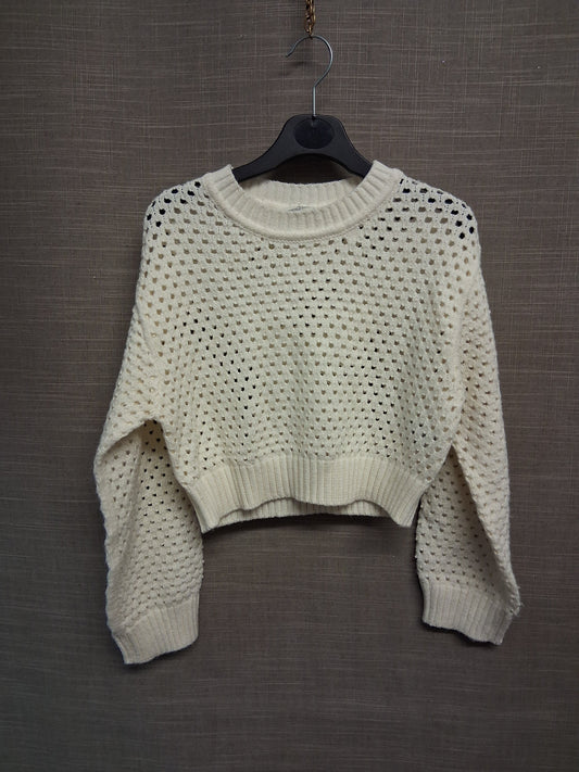 H&M Girls Cream Crochet Cropped Sweater Jumper Age 8-10 years