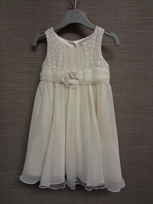 Autograph Marks And Spencer Ivory Special Occasion Dress Age 12-18 Months Sequin Trim
