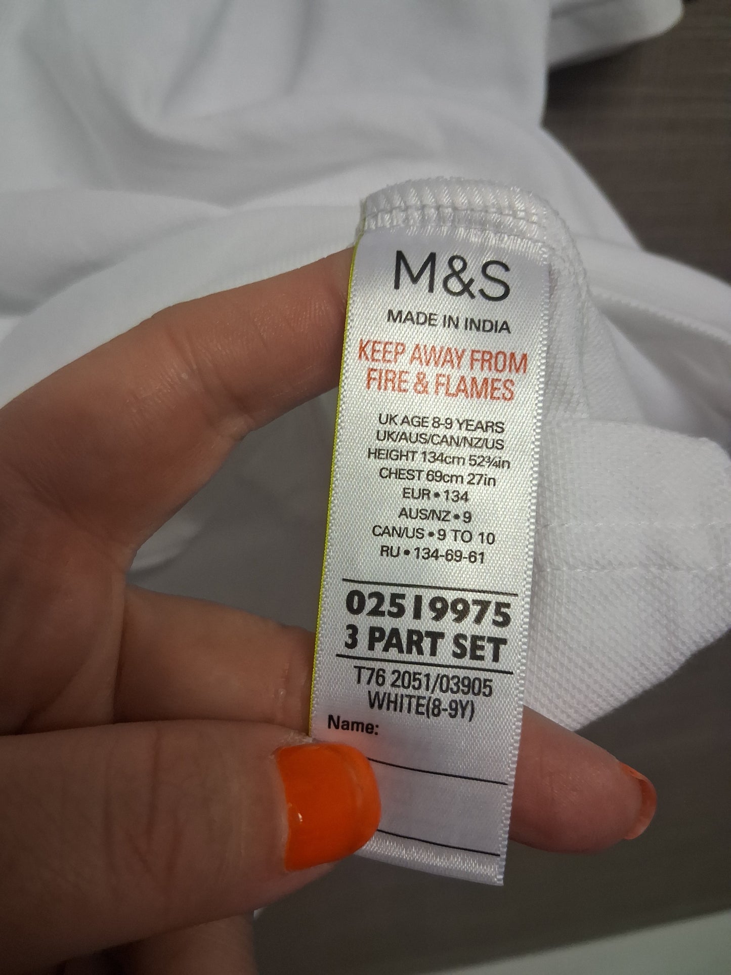 Marks & Spencer White Polo T-Shirt School Uniform Age 8-9 Years 100% Cotton