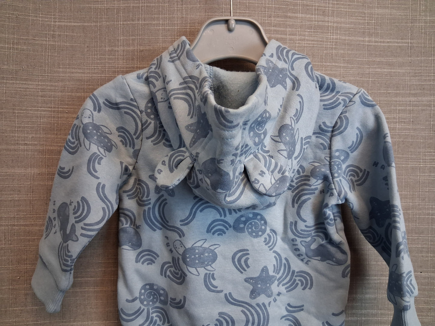 George Boys Blue Full Zip Hoodie Sealife Theme Age 3-6 Months