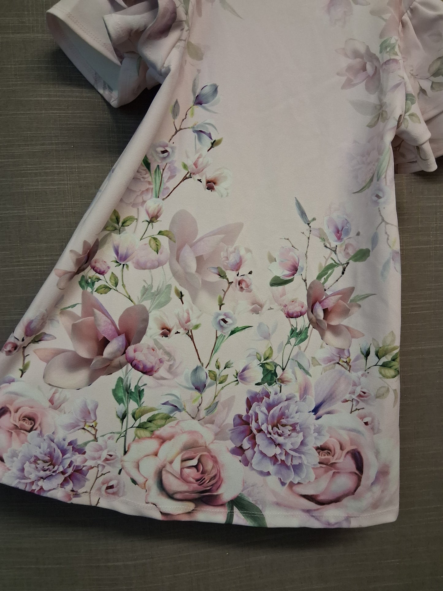 Next Girls Floral Pale Pink Frill Short Sleeve A Line Dress Age 5 Years