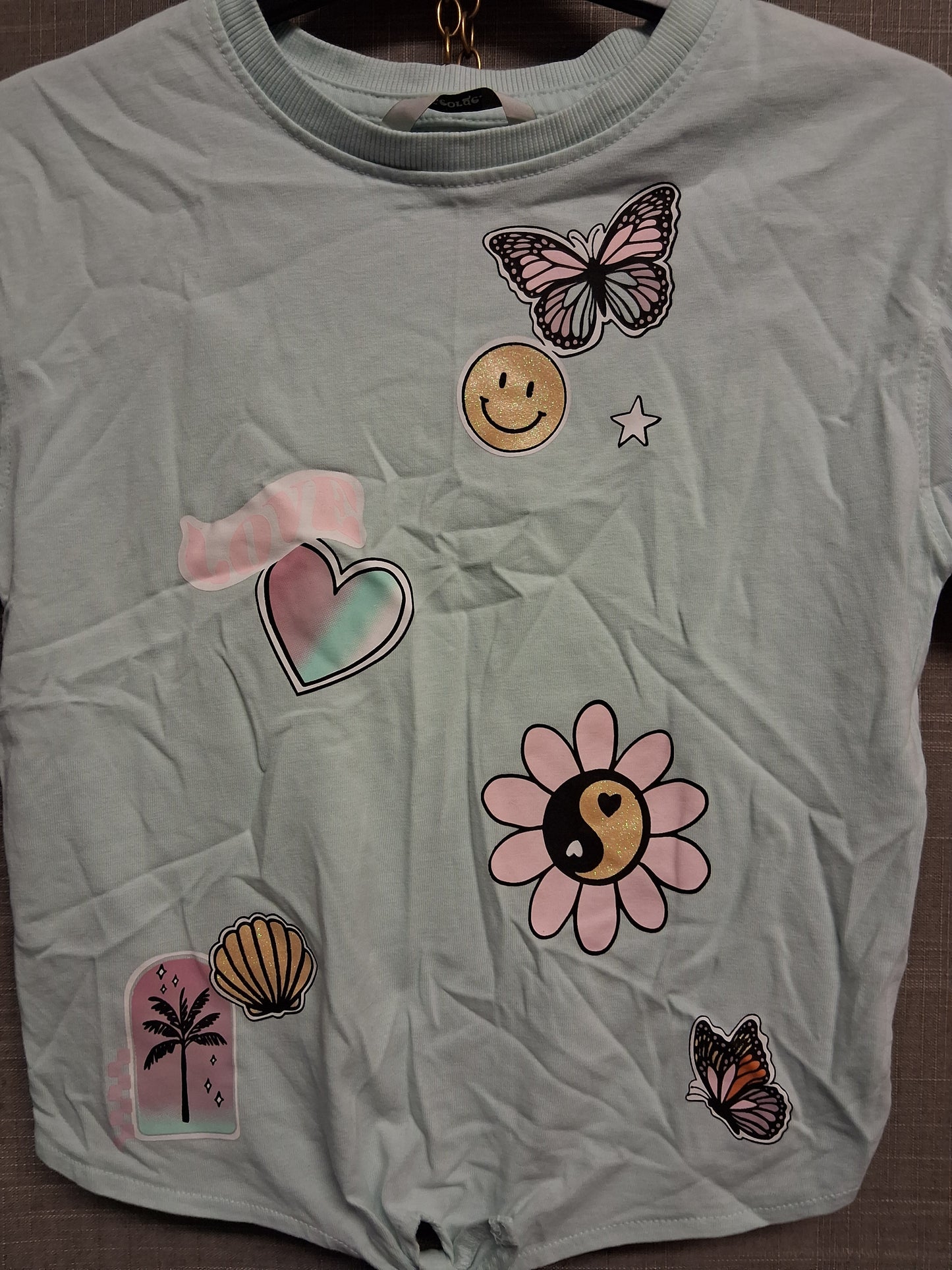 George Girls Green Butterfly Crop T-Shirt Tie Front Age 7-8 Years
