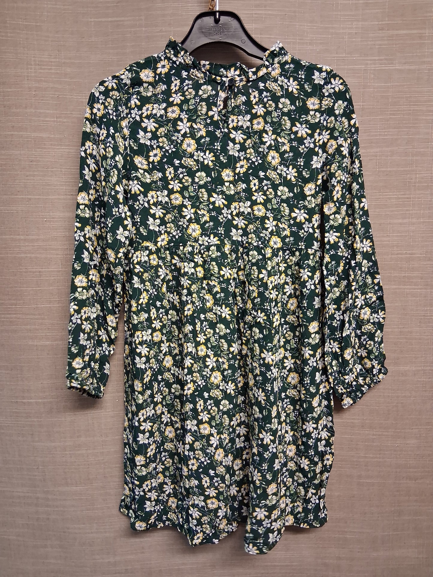 TU Girls Green Floral Long Sleeve A Line High Neck Dress Age 10 Years