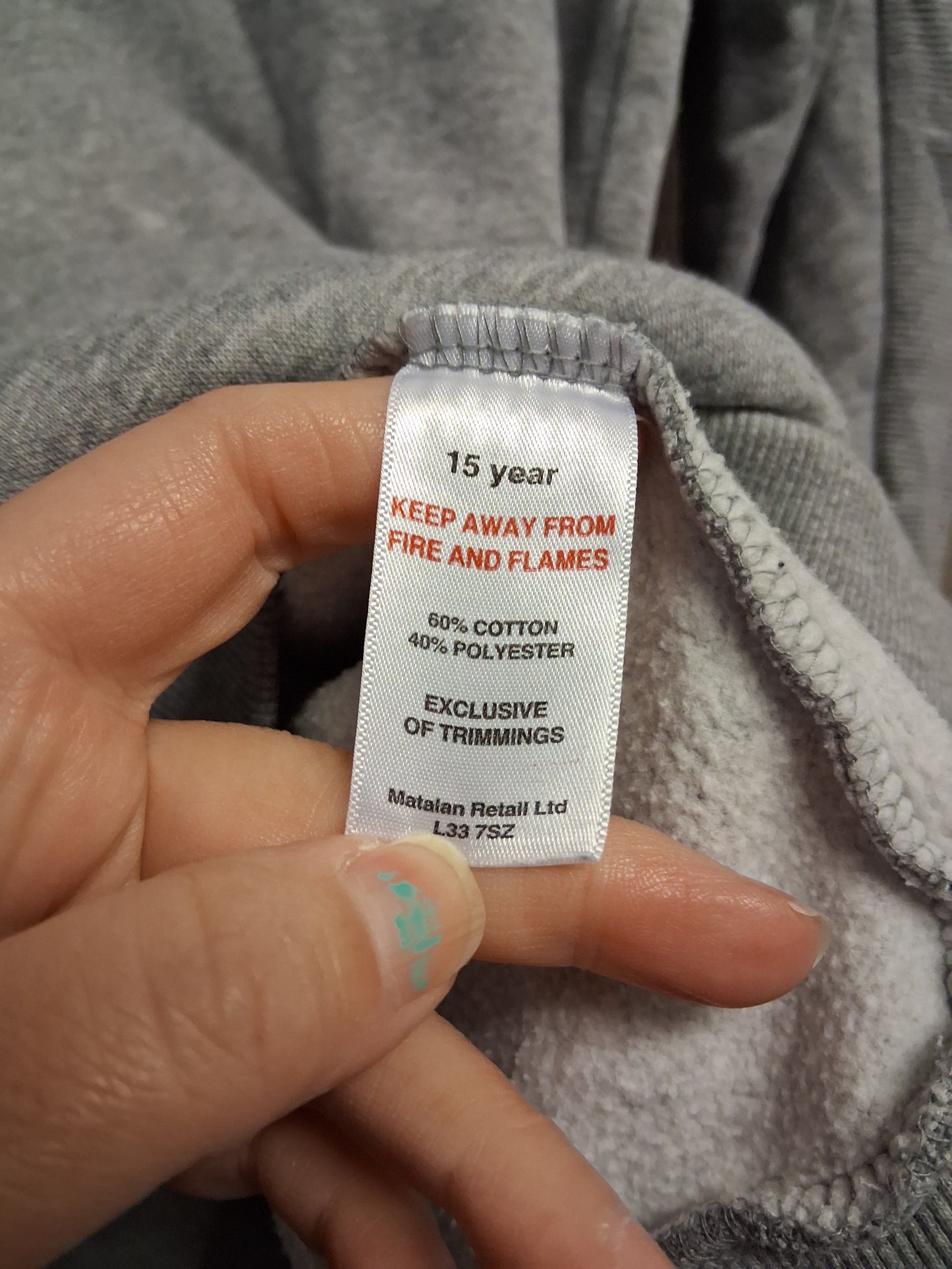 Matalan Boys Grey Hoodie Age 15 Years