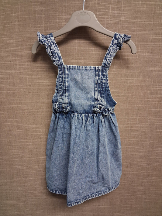 George Girls Blue Denim Pinafore Dress Age 9-12 Months
