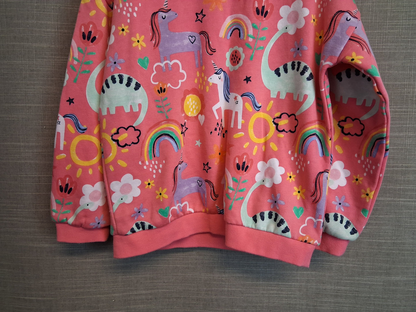 F&F Girls Pink Dinosaur Sweater Jumper Age 6-7 Years