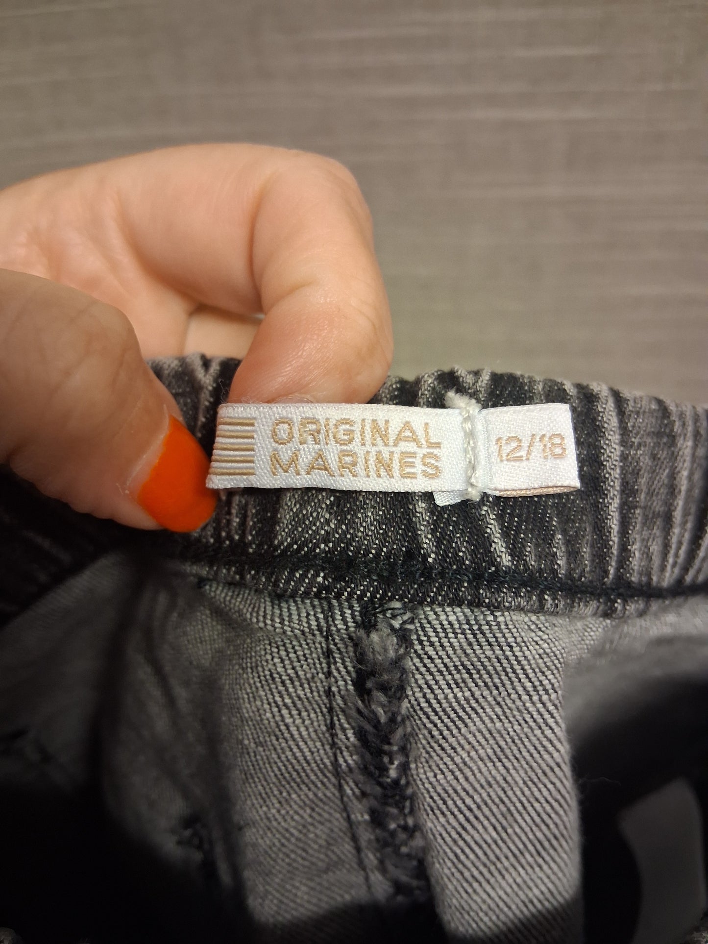 Original Marines Boys Black Denim Shorts Pockets on Front Age 12-18 Months