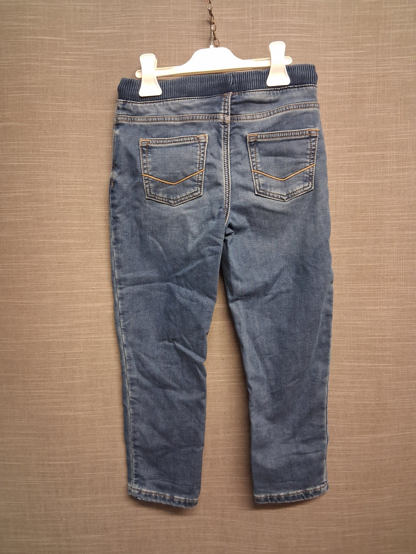 Marks and Spencer Boys Blue Elastic Waist Straight Leg Jeans Age 6-7 Years