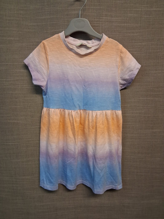 George Girs Ombre Blue Orange T-Shirt Dress Short Sleeve Jersey Age 4-5 Years
