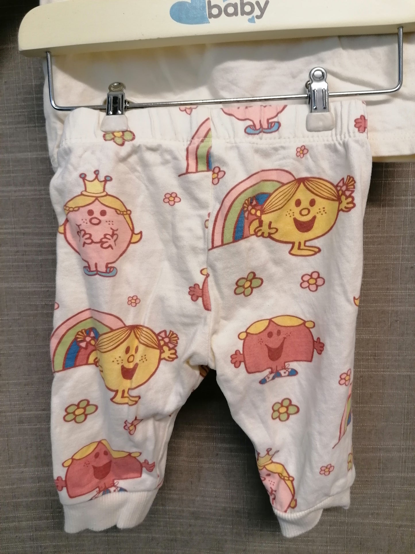 TU Little Miss Pyjamas PJs Set 2 Piece Age 0-3 Months Beige