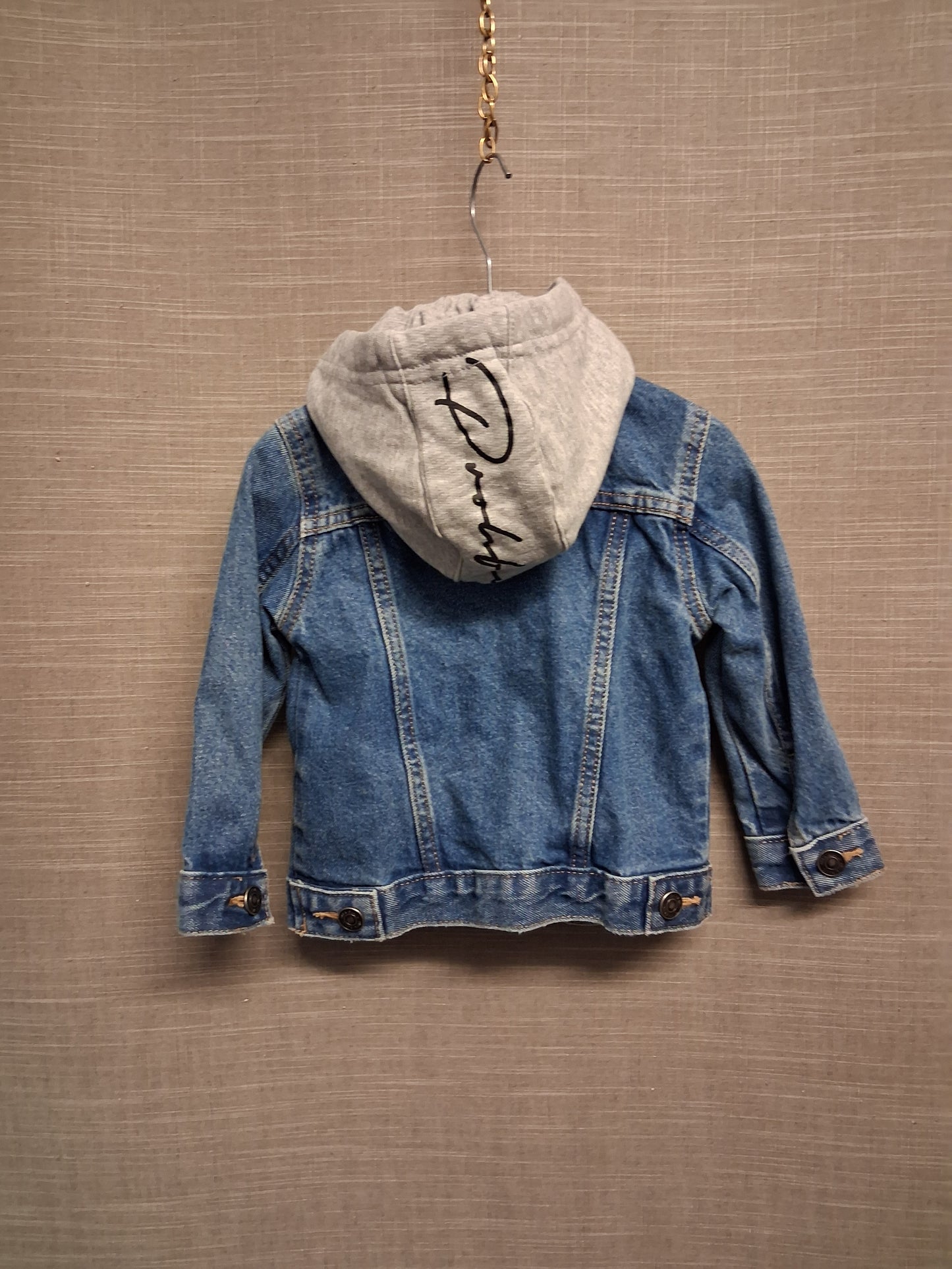 River Island Boys Blue Denim Jacket With Hood Age 9-12 Months