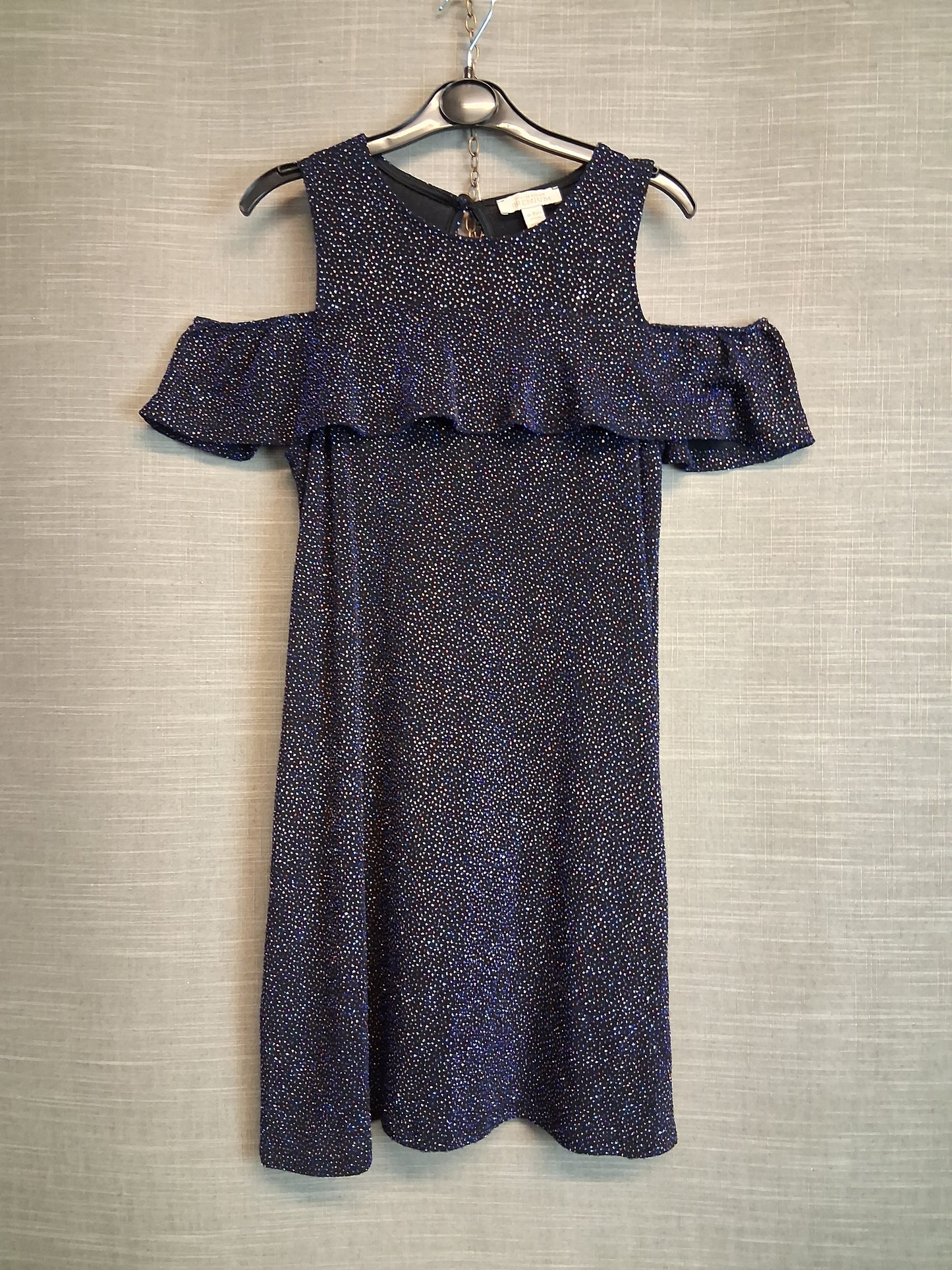 Primark Cold Shoulder Navy Sparkly Dress Age 10-11 years