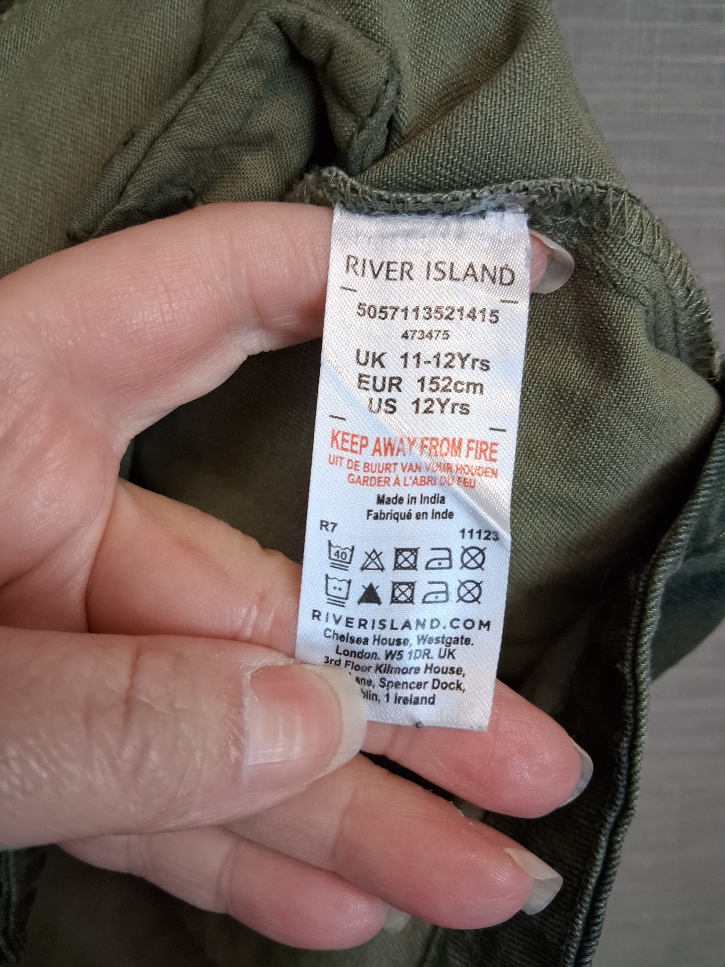 River Island Girls Camouflage Oversize Shirt Green Long Sleeve Age 11-12 Years