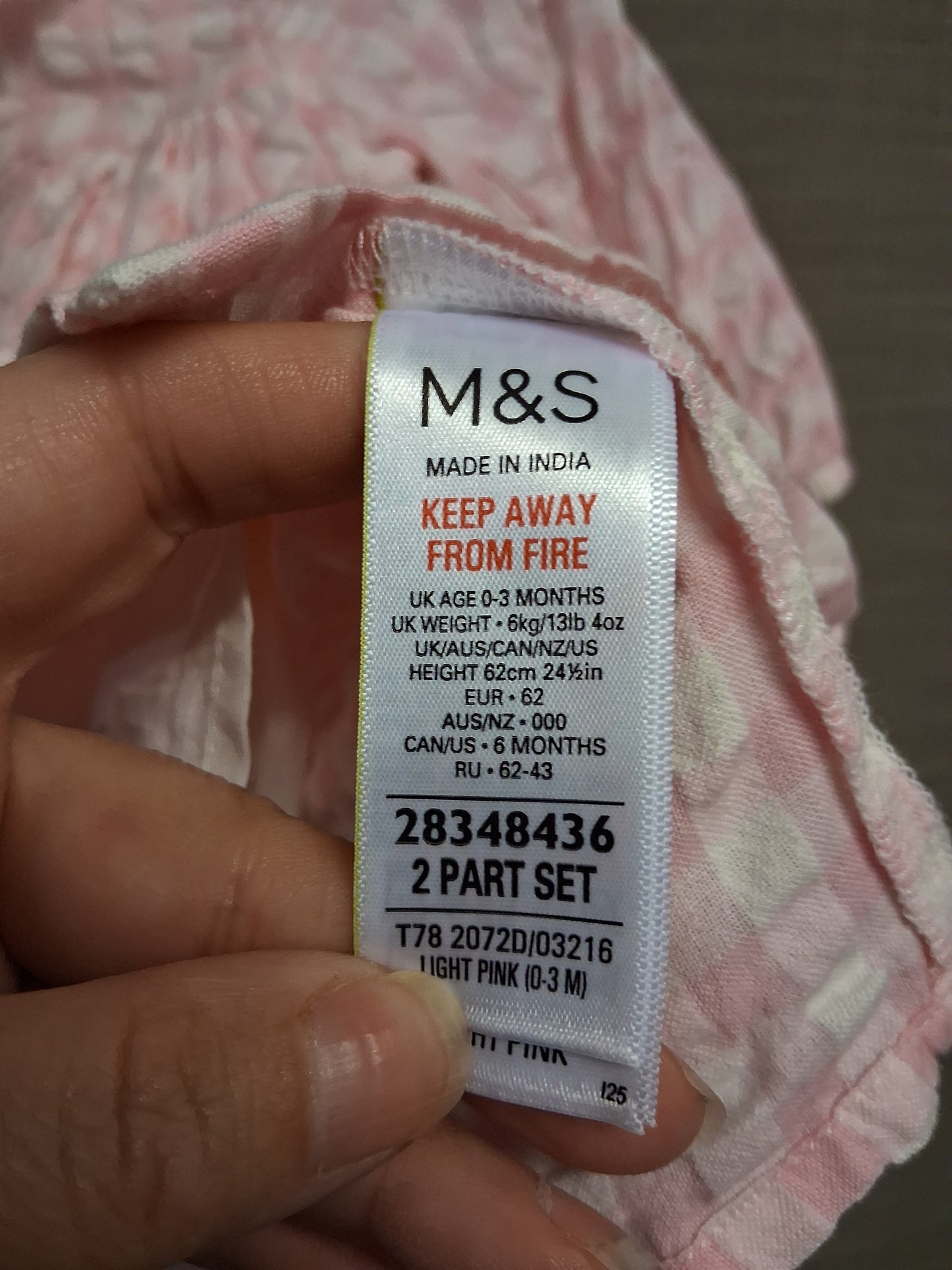 Marks & Spencer Pink White Check A Line Dress Age 0-3 Months New