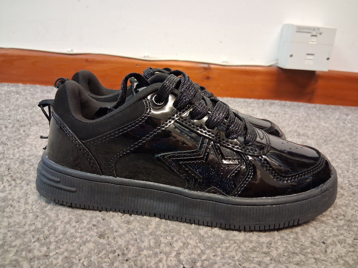 F&F Black Patent Lace Up Shoes/Trainers Size 1 New