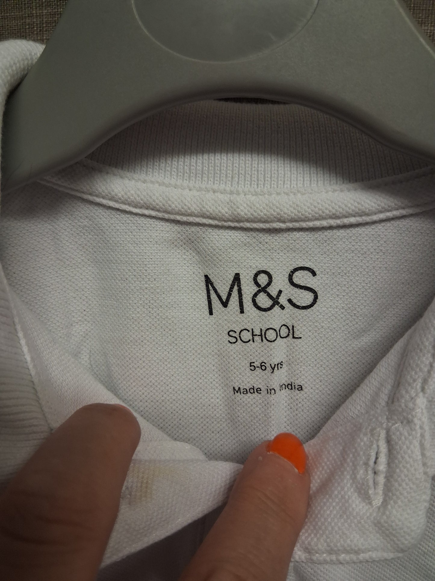 Marks & Spencer White Polo T-Shirt School Uniform Age 5-6 Years 100% Cotton