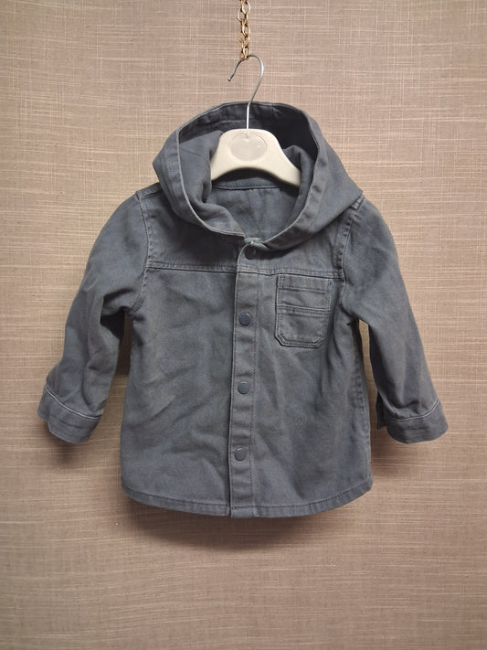 F&F Boys Blue Denim Jacket with Hood Age 9-12 Months