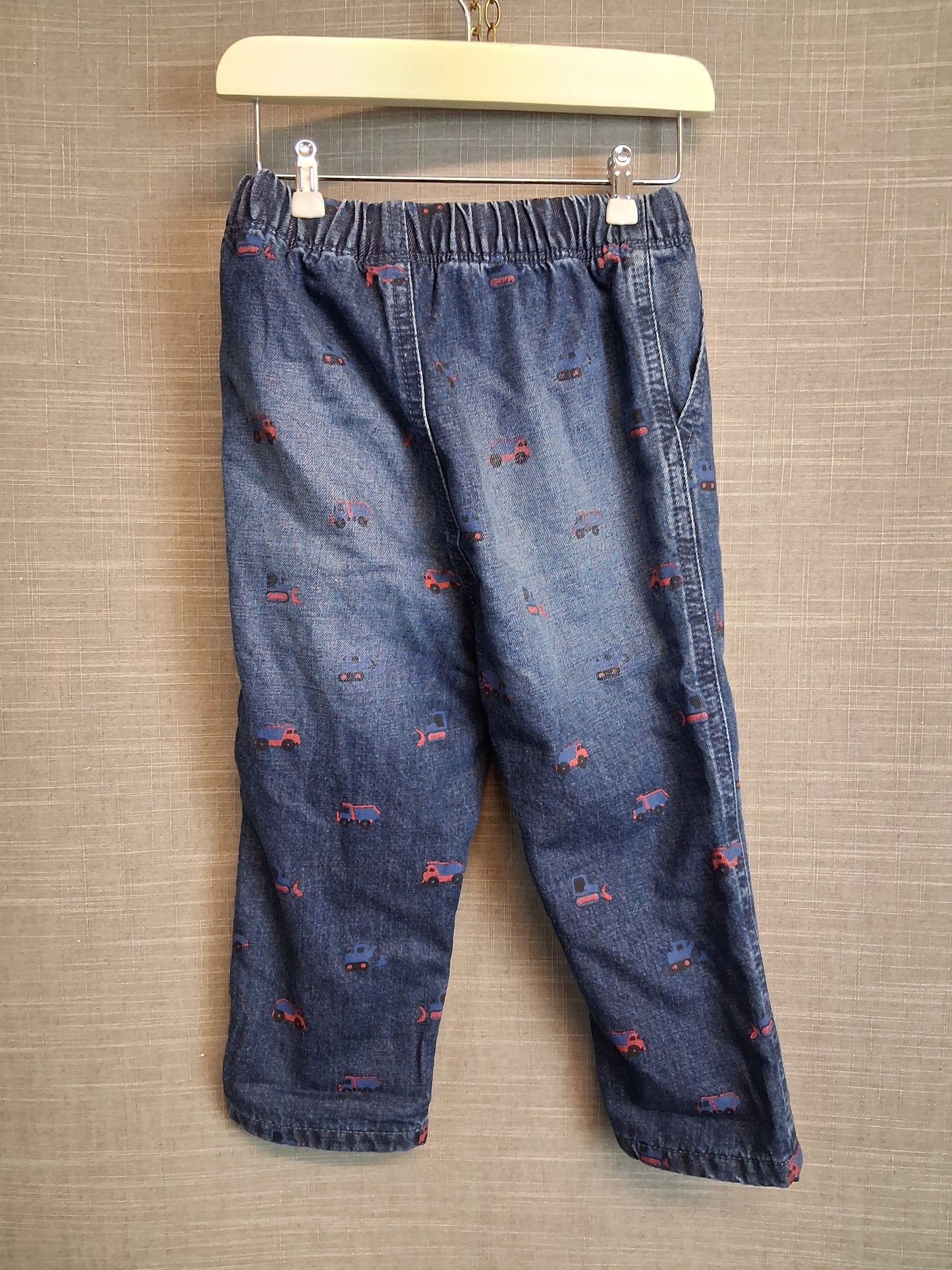 Next Boys Jeans Blue Denim Lined Fire Engines Age 12-18 Months