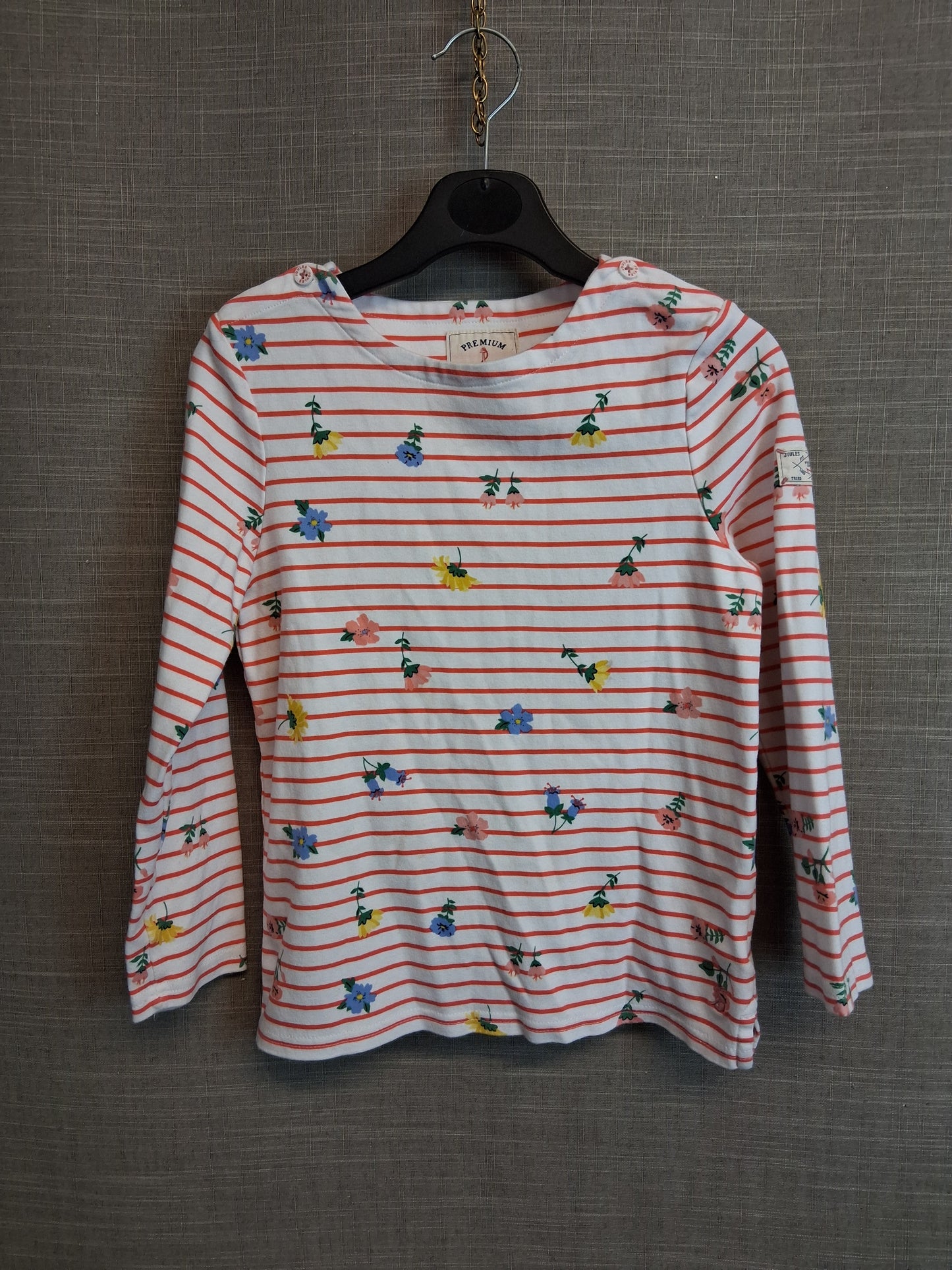 Joules Girls Long Sleeve Top Striped Floral Jersey Age 8 Years