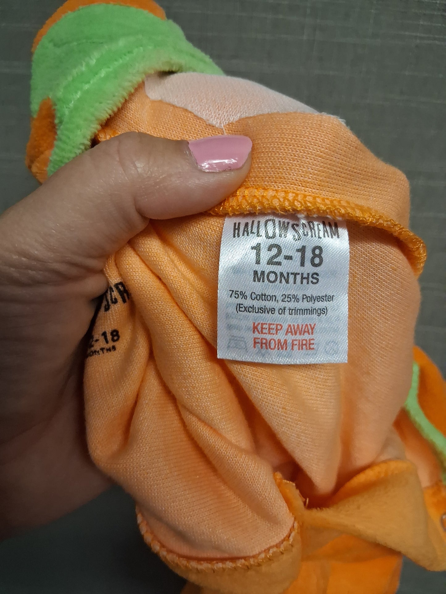 Hallowscream Baby Unisex Pumpkin Sleepsuit Romper Velour Age 12-18 Months