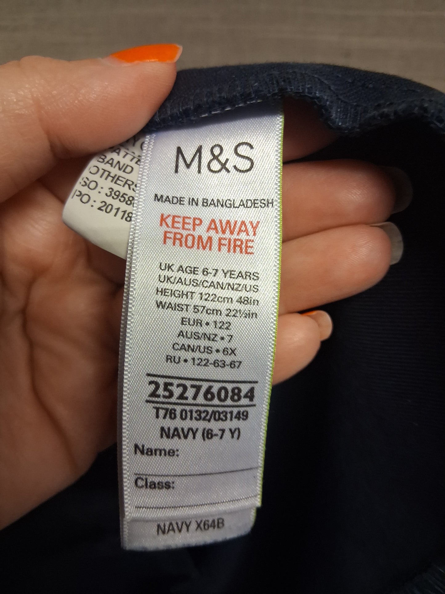 Marks and Spencer Girls School Skirt Navy Age 6-7 Years