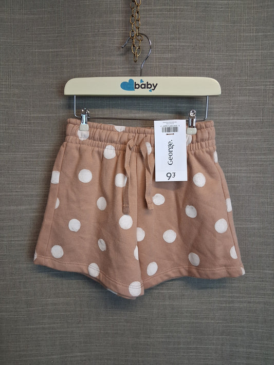 George Girls Beige Spotty  Jersey Shorts Age 6-7 Years New