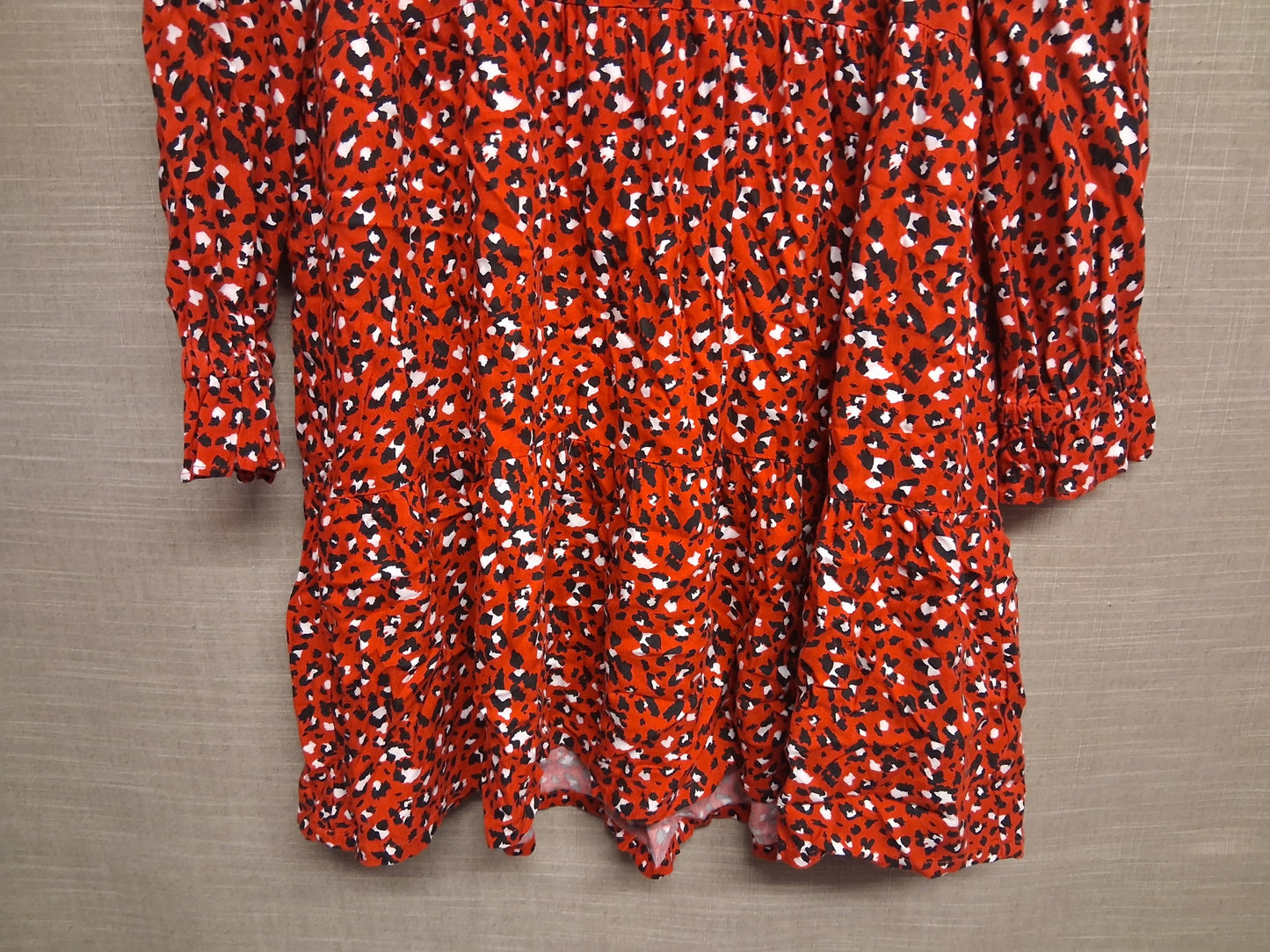 Matalan Girls Red Leopard Print Peter Pan Collar Long Sleeve Dress Age 13 Years