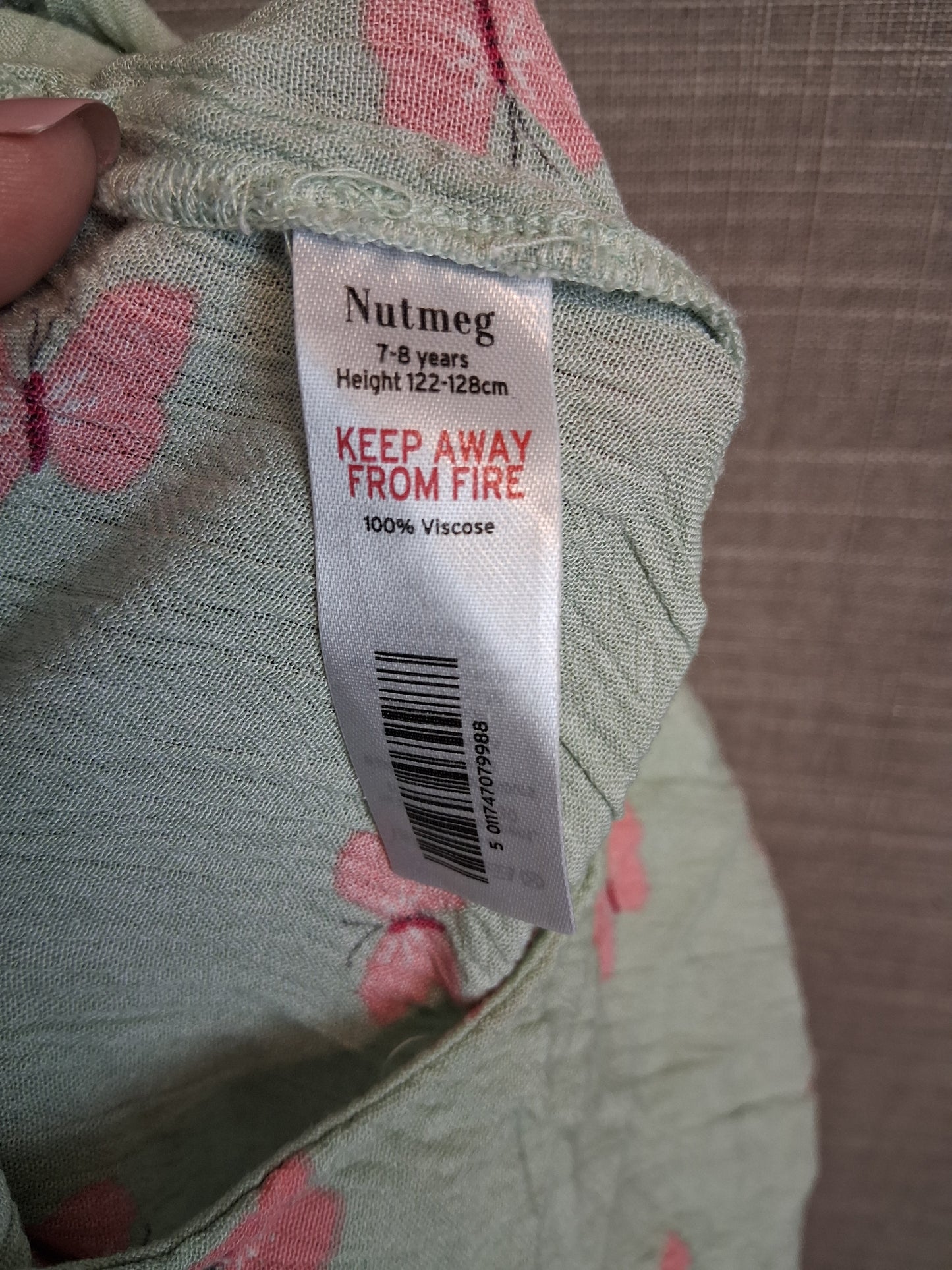 Nutmeg Girls Crop Jumpsuit Keyhole Front Green Pink Spots Age 7-8 Years