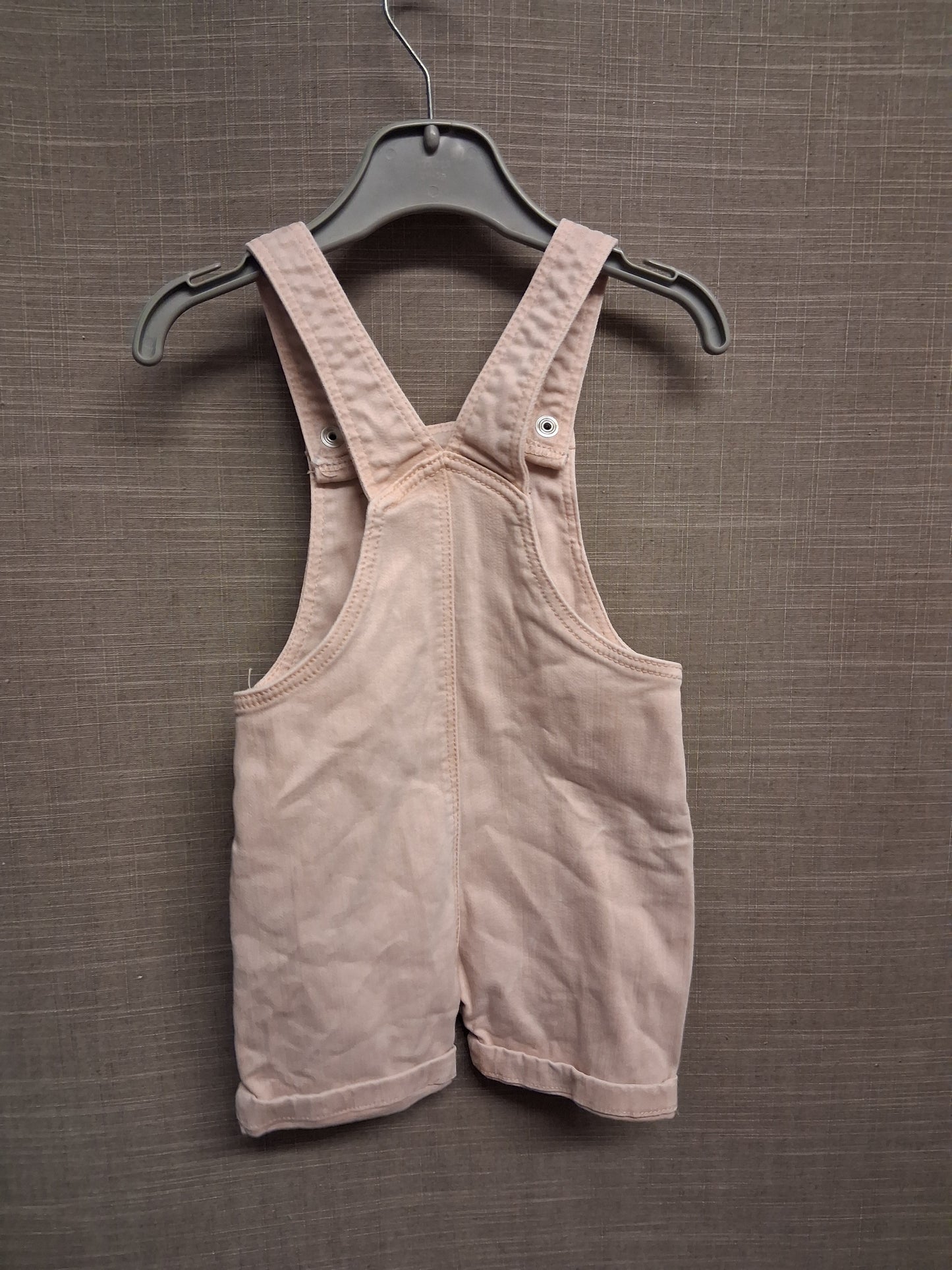 George Girls Pink Denim Dungaree Shorts One Piece Age 9-12 Months
