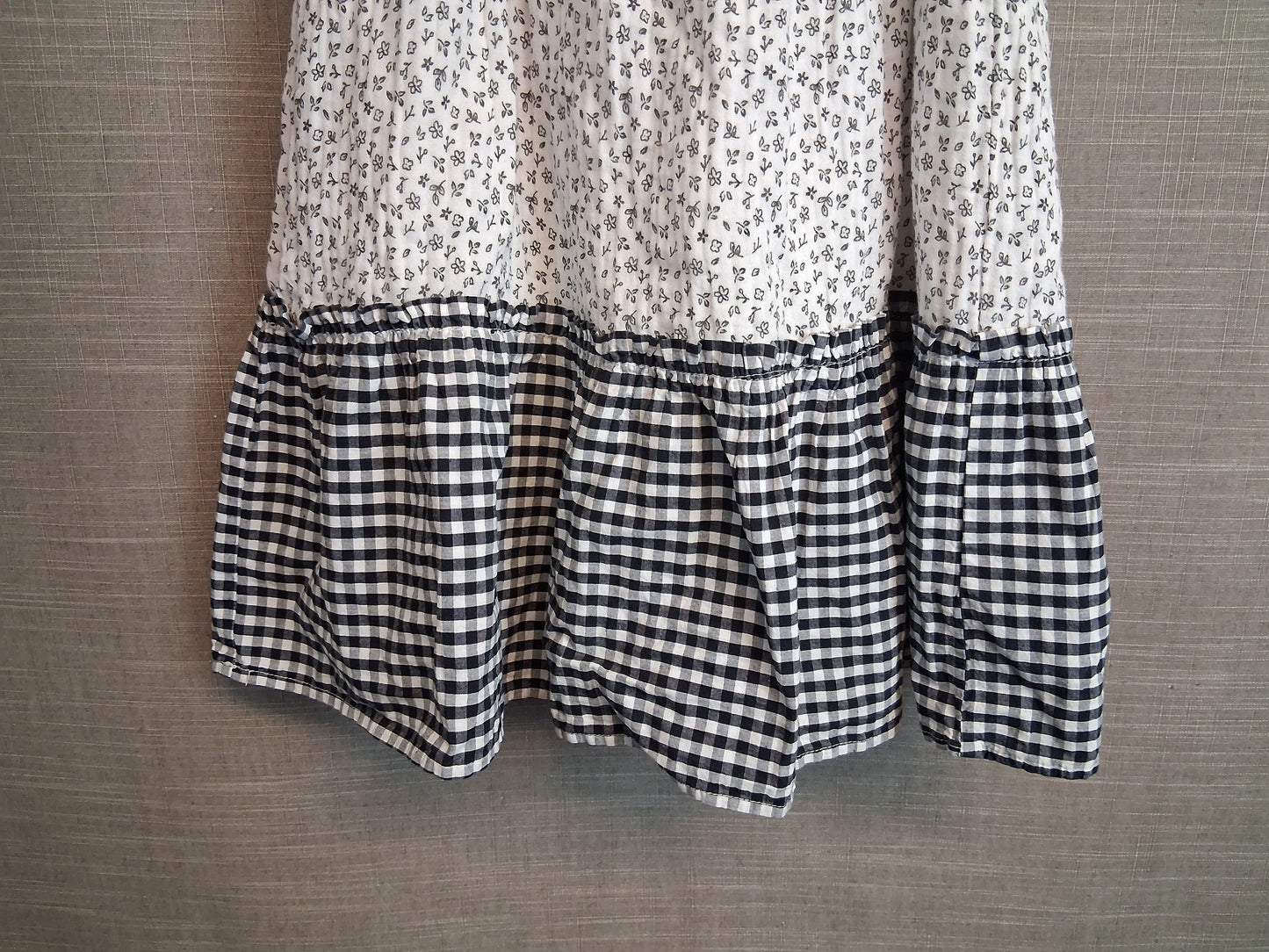 George Girls White Black Multi Pattern Tiered Dress Age 7-8 Years
