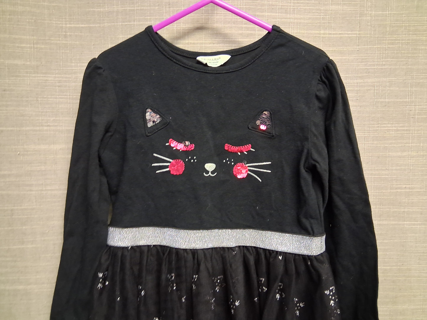Primark Girls Halloween Black Cat Theme Dress Age 6-7 Years