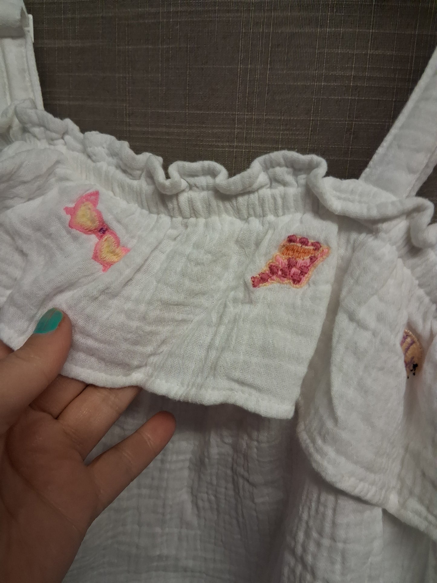 Angels Girls White Cheesecloth Strappy Embroidered Vest Tank Top Age 11-12 Years