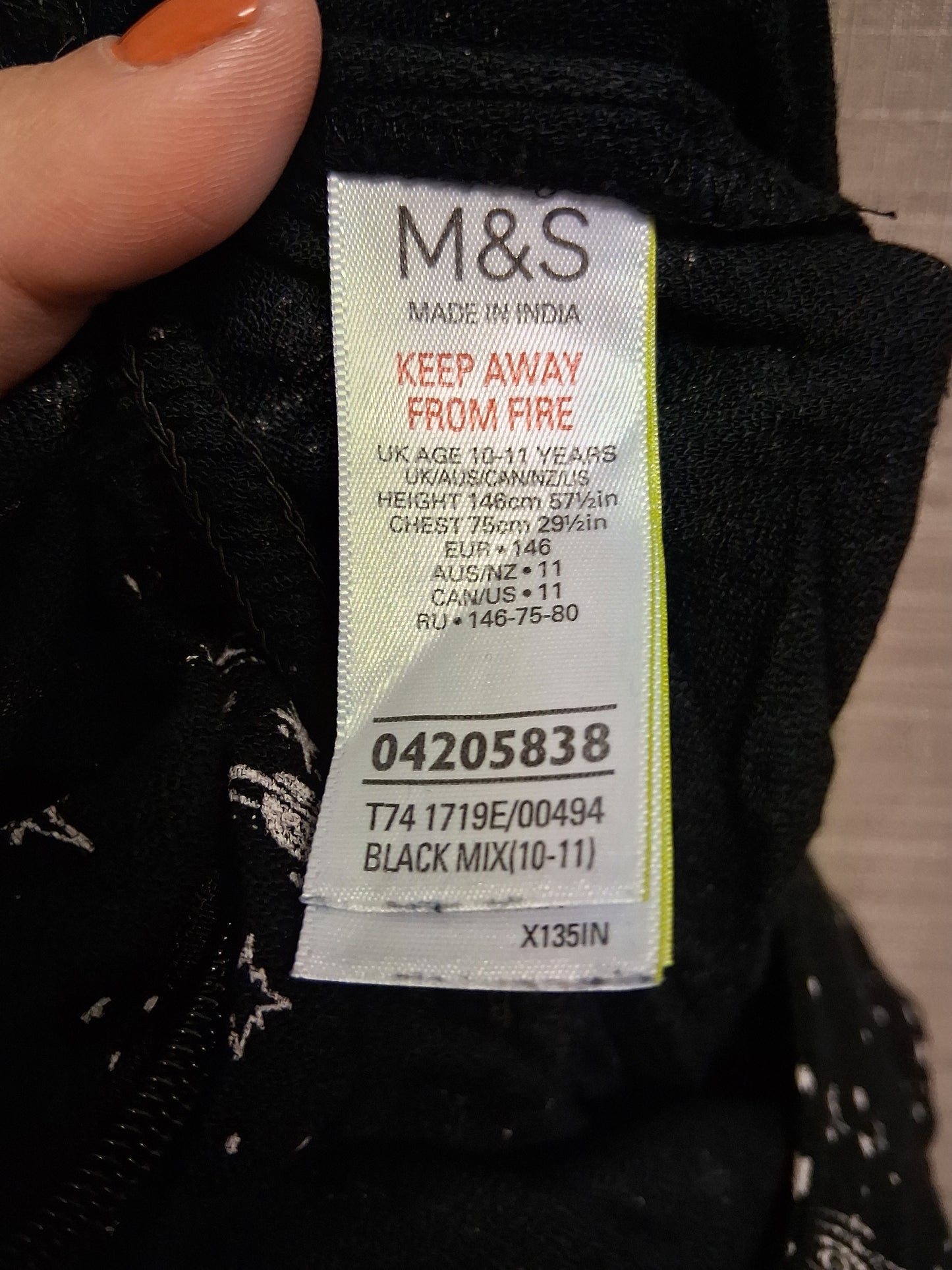 Marks & Spencer Girls Black Space Theme Short Sleeve  Jumpsuit Age 10-11 Years