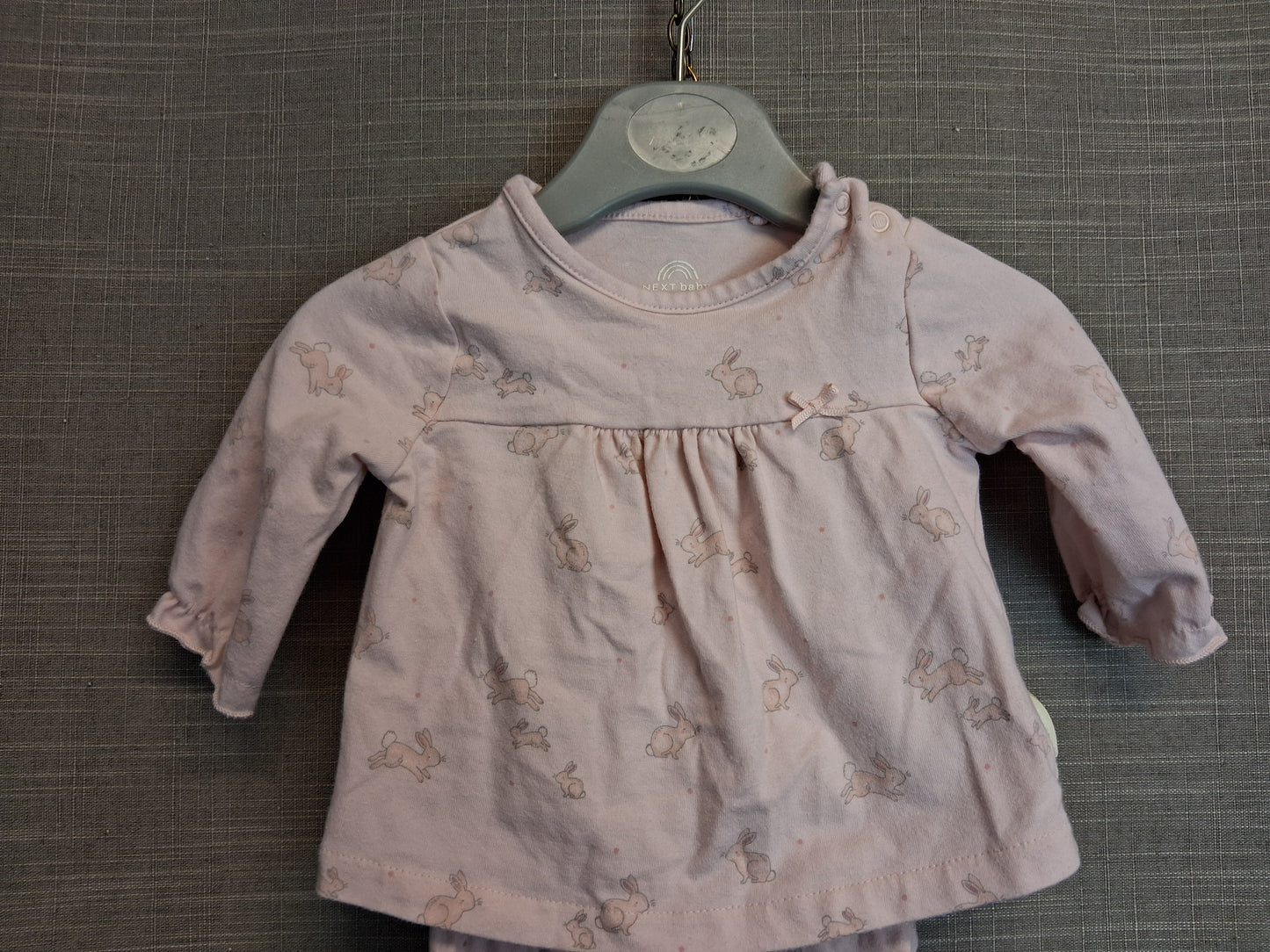 Next Girl 2 Piece Outfit Jersey Pink Bunny Print Age Newborn