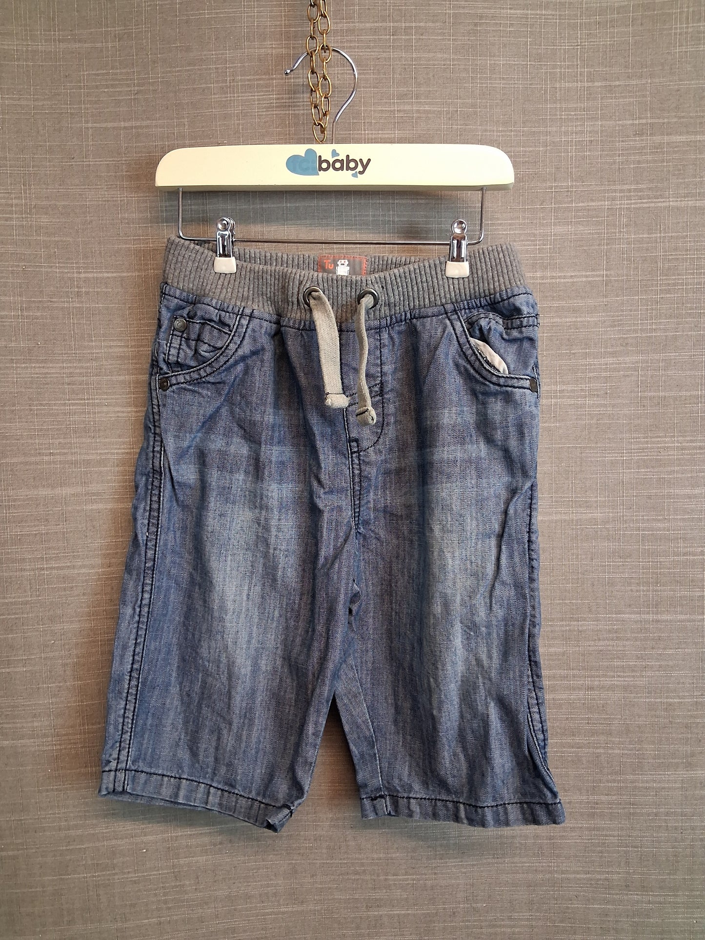 TU Boys Denim Shorts Jorts Blue Elastic Waist Age 4-5 Years