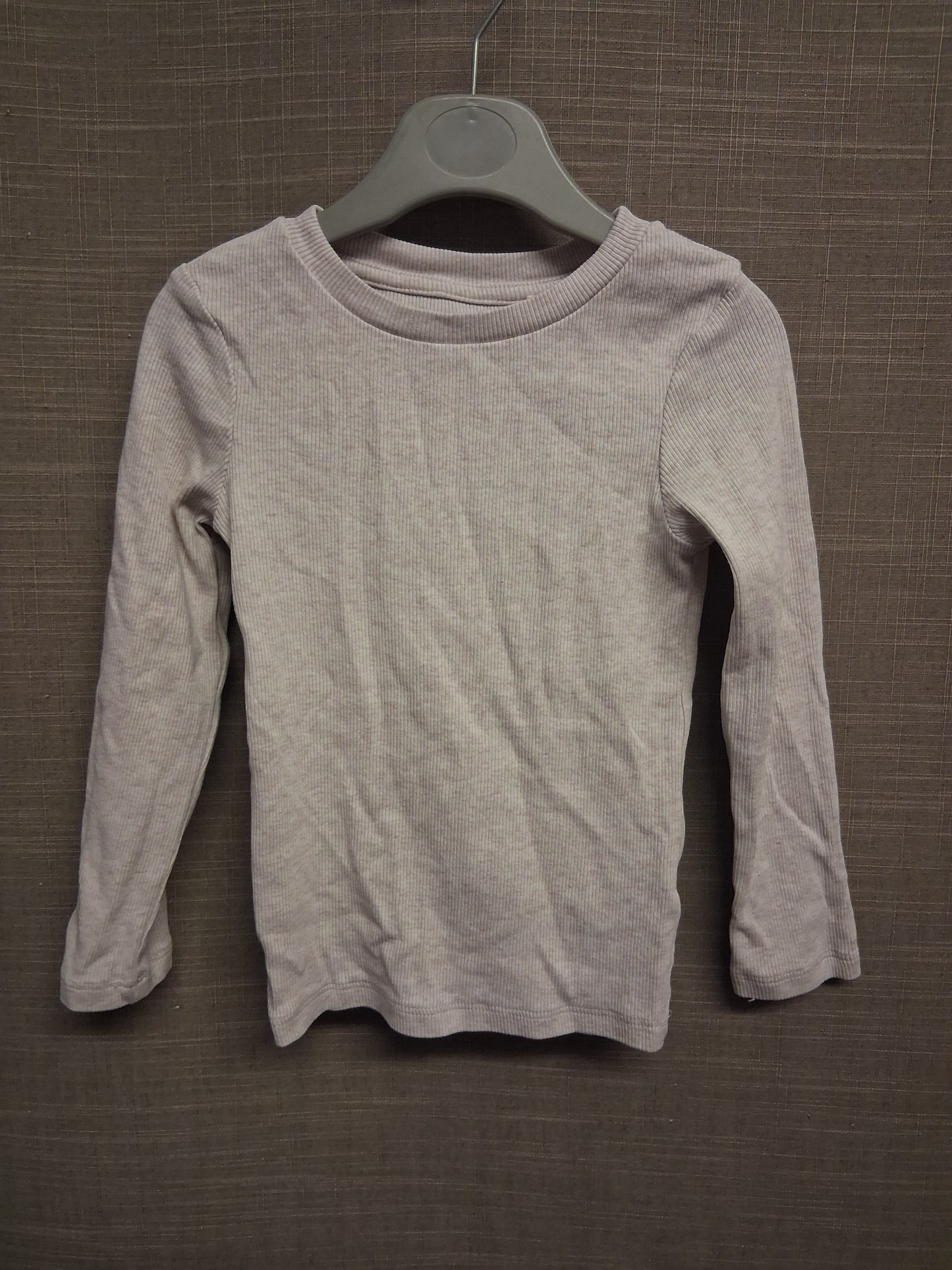 Next Girls Long Sleeve T-Shirt Ribbed Beige Age 4 Years