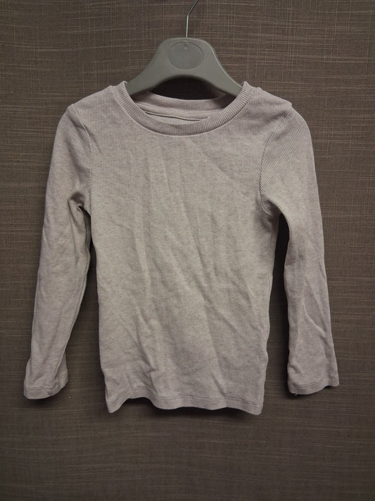 Next Girls Long Sleeve T-Shirt Ribbed Beige Age 4 Years