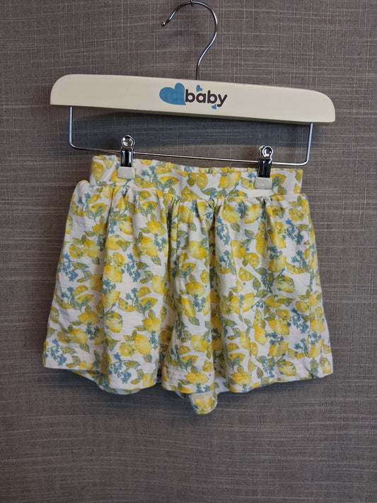Next Girls Yellow Lemon Print Jersey Shorts Age 6-9 Months