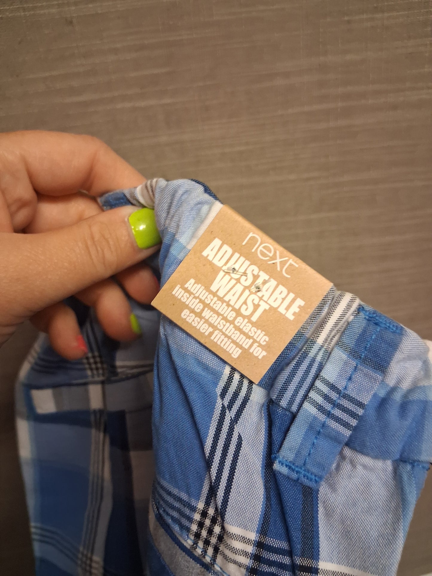 Next Boys Check Blue Shorts Age 2-3 Years Adjustable Waist New